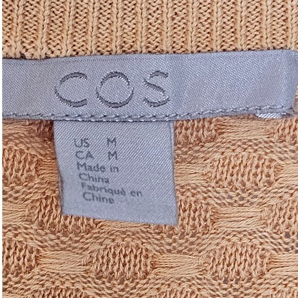 COS Mustard Tan Textured V Neck Button Up Long Cardigan Sweater - Picture 6 of 7